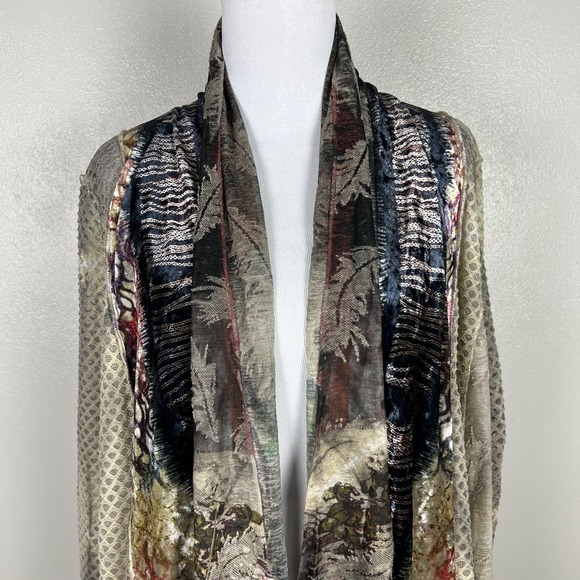 Kamana Cardigan Womens L Open Floral Velvet Burnout Forest Fairy Boho Festival - Picture 3 of 16